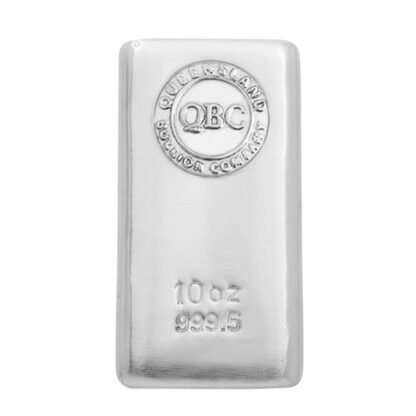 Photo of a 10oz Silver Cast Bar from Queensland Bullion Company 1300 995 997