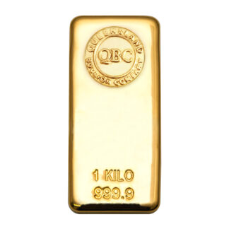 Photo of a 1kg Cast Gold Bar from Queensland Bullion Company 1300 995 997