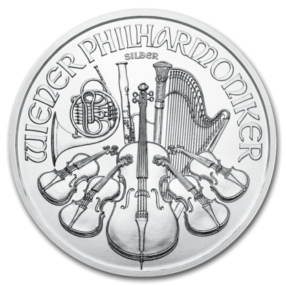 Photo of a 1oz Austrian Philharmonic Silver Coin from Queensland Bullion Company 1300 995 997