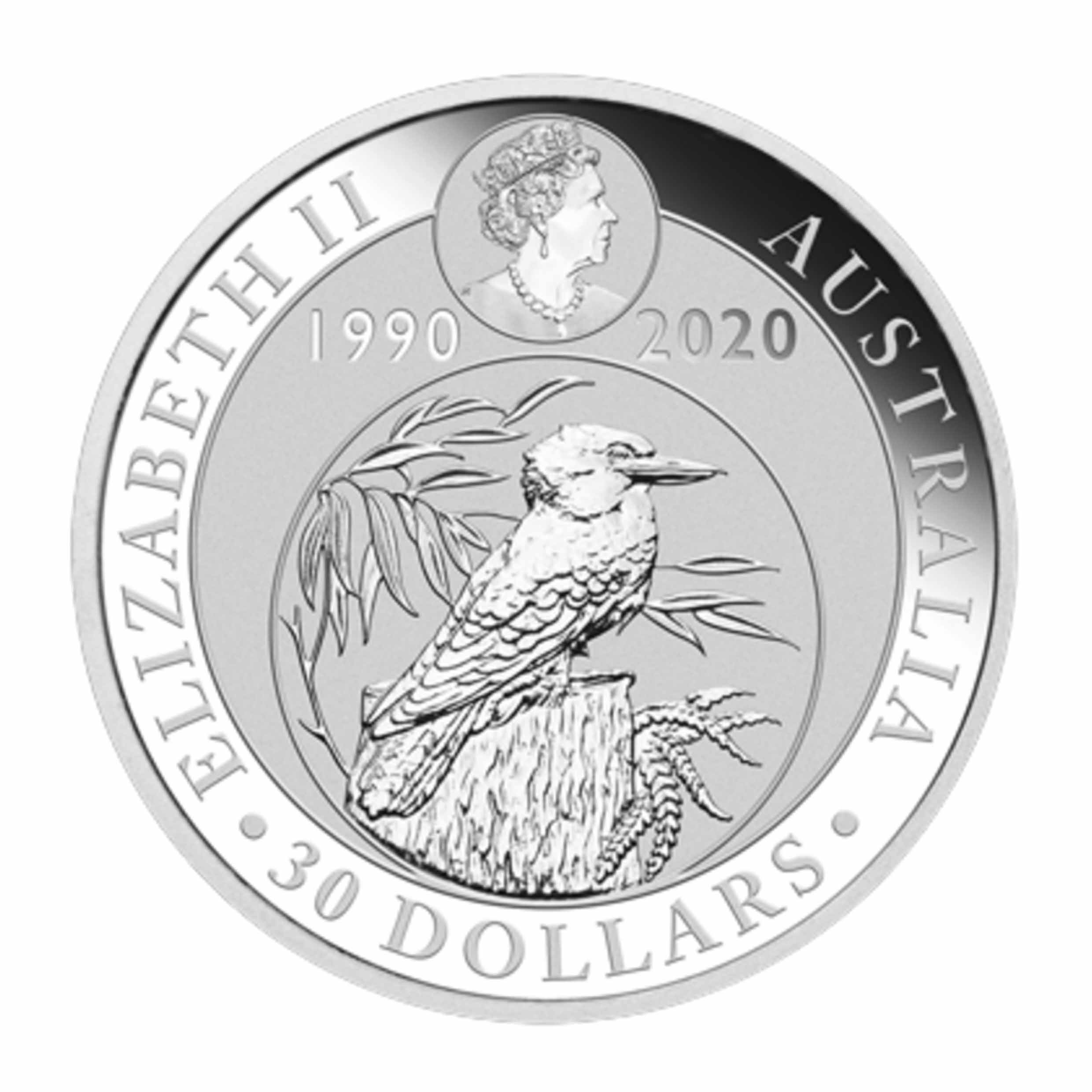 1kg Kookaburra 30th Anniversary Silver Coin - Perth Mint - Image 2