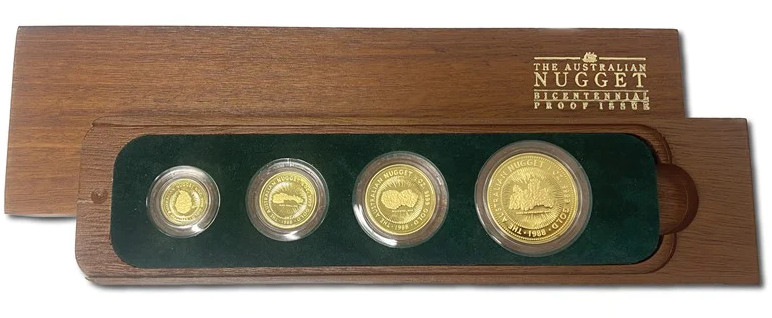 1988 Australian Gold Nugget Bicentennial Proof Issue 4 Coin Set - Perth Mint