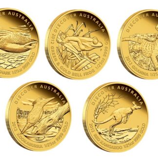5 x 1/25oz 2012 Discover Australia Proof Gold Coin Set - Perth Mint