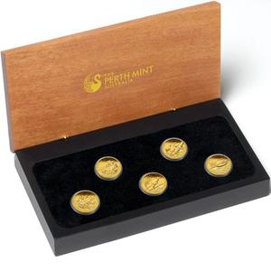 5 x 1/25oz 2012 Discover Australia Proof Gold Coin Set - Perth Mint