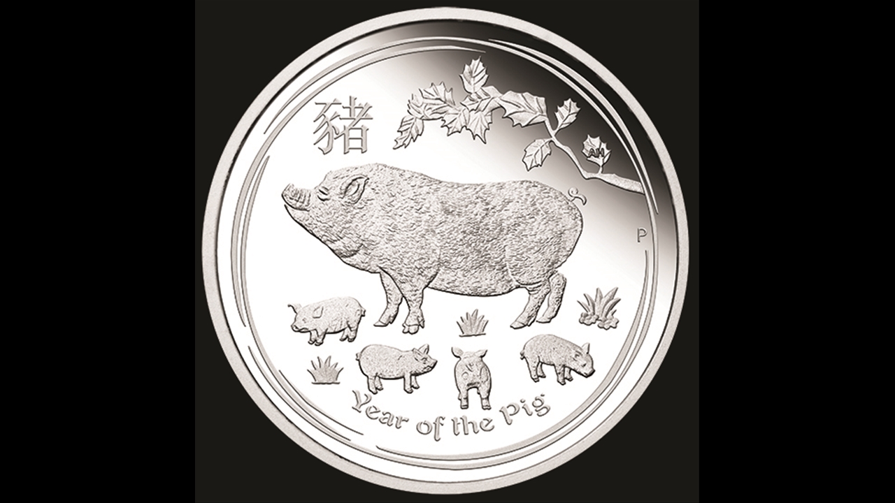1oz 2019 Year of the Pig Silver Proof Coin - Perth Mint - Image 3