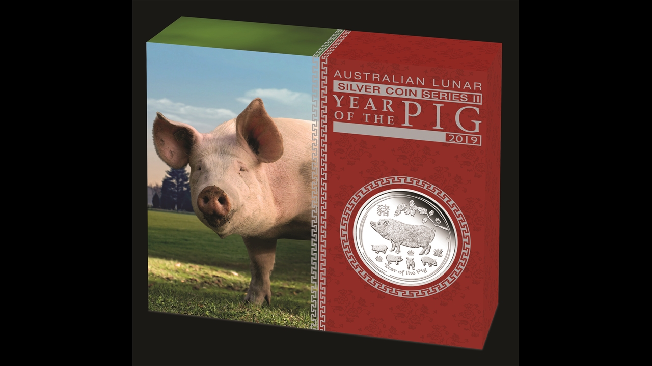 1oz 2019 Year of the Pig Silver Proof Coin - Perth Mint