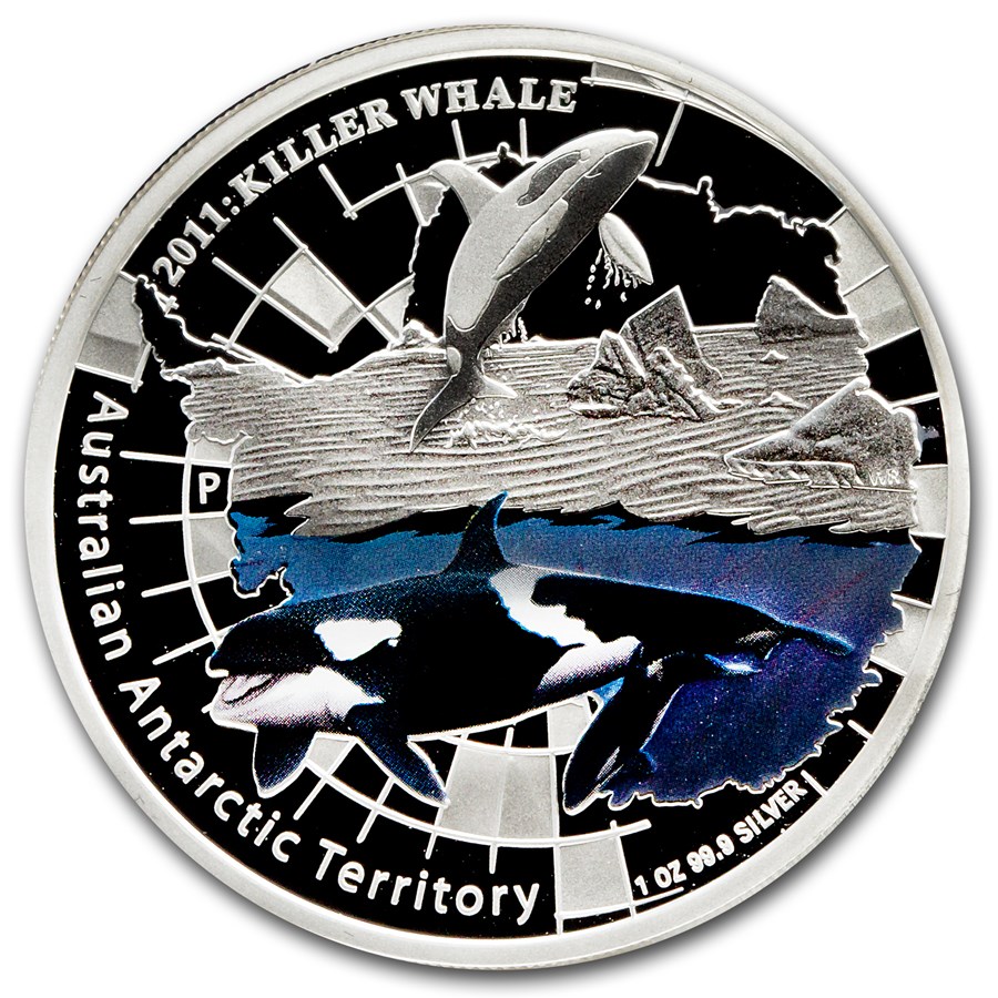 1oz Killer Whale Australian Antarctic Territory 2011 Silver Proof Coin - Perth Mint - Image 2