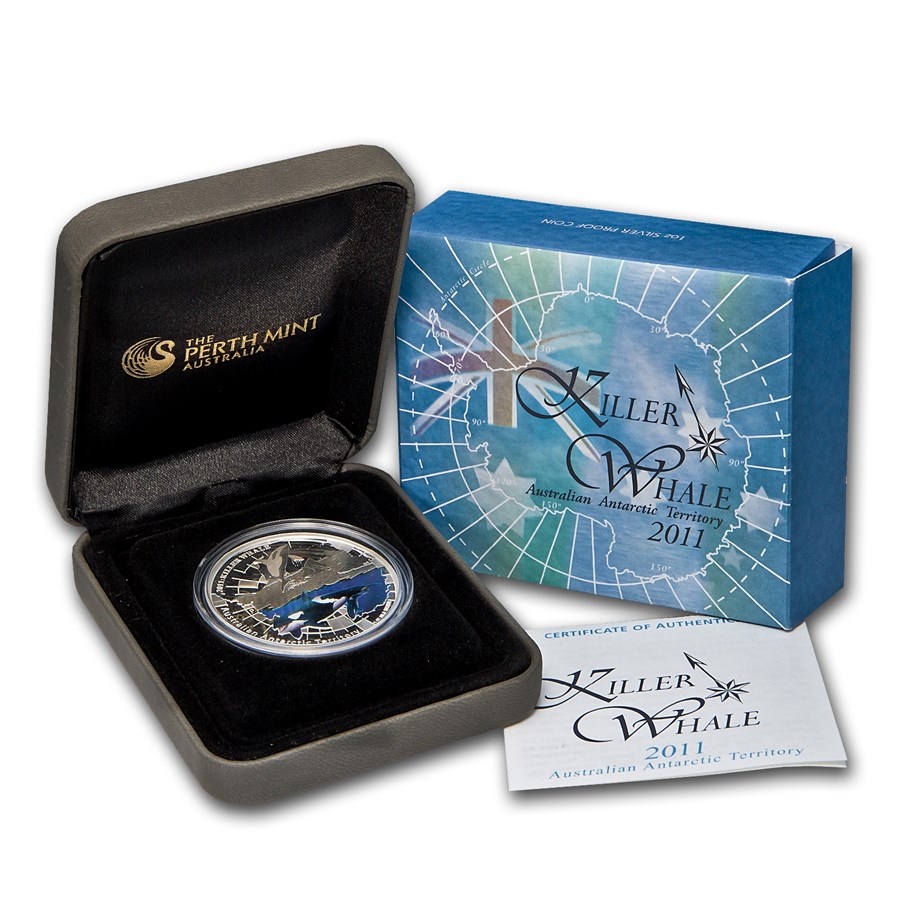1oz Killer Whale Australian Antarctic Territory 2011 Silver Proof Coin - Perth Mint