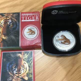 1oz 2010 Year of the Tiger Silver Gilded Coin - Perth Mint