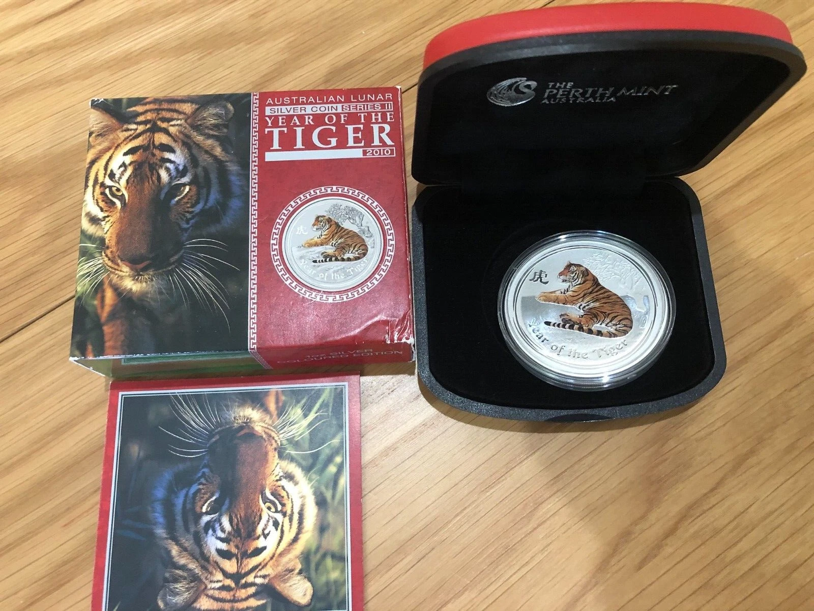 1oz 2010 Year of the Tiger Silver Gilded Coin - Perth Mint