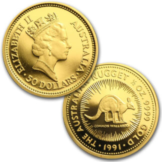 1/2oz Kangaroo Gold Coin Nugget 1991 - Perth Mint