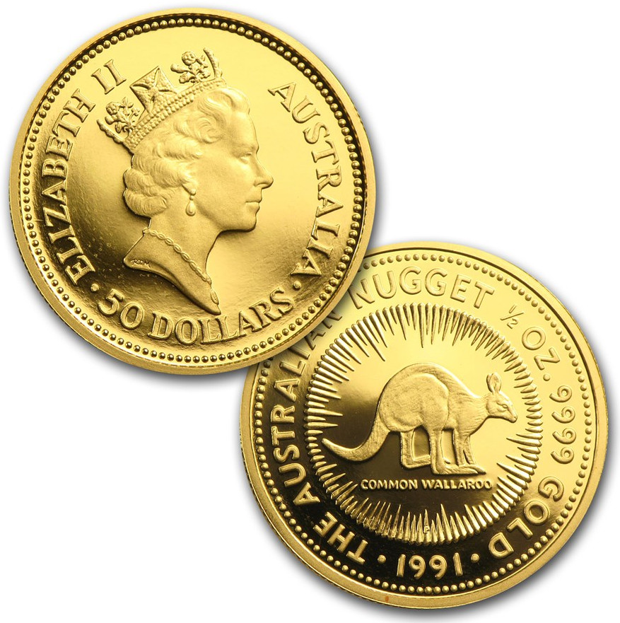 1/2oz Kangaroo Gold Coin Nugget 1991 - Perth Mint