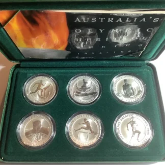 6 x 20.77g Australia's Olympic Heritage Series 1994-1996 Silver Coin Set