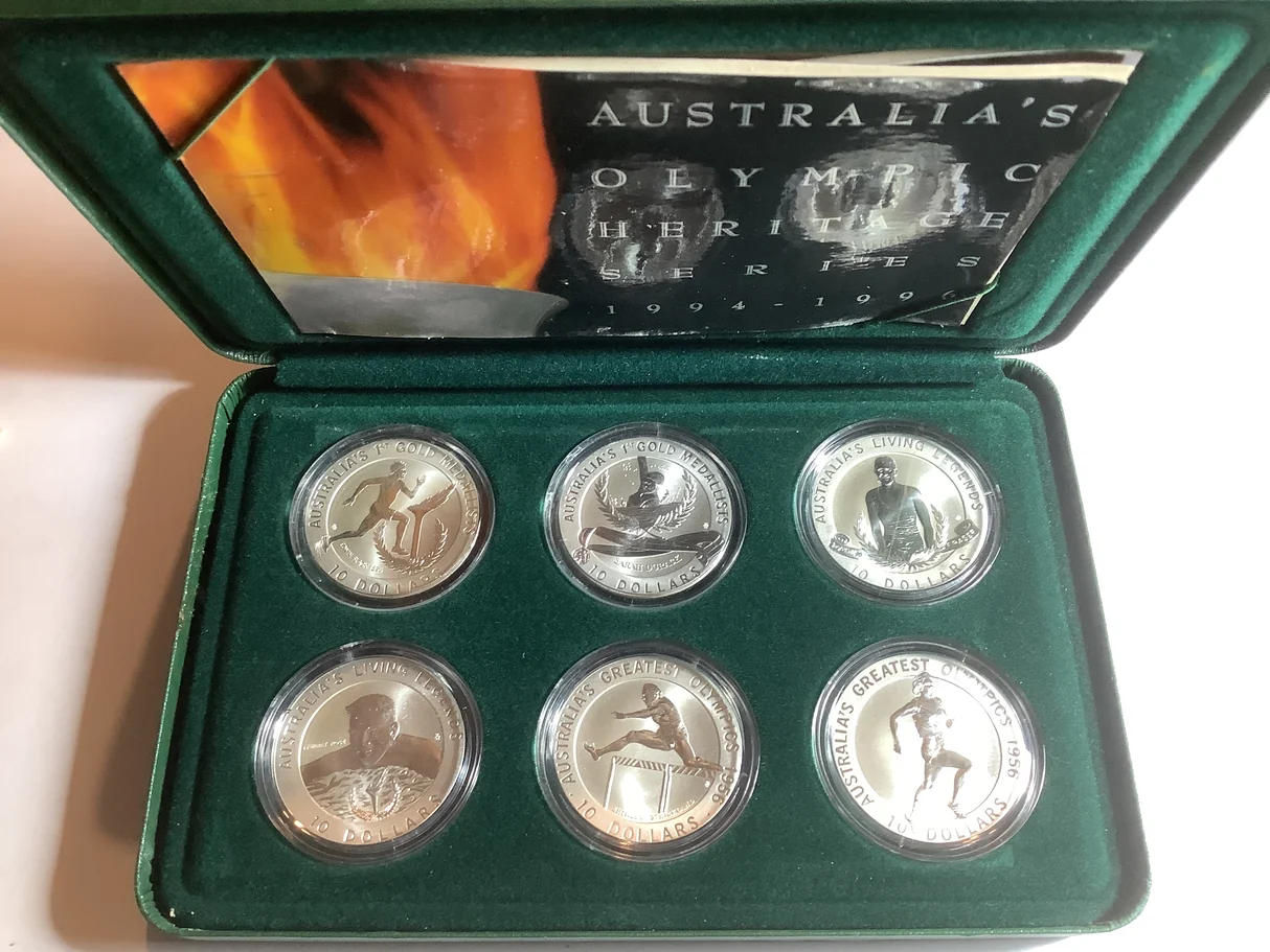 6 x 20.77g Australia's Olympic Heritage Series 1994-1996 Silver Coin Set