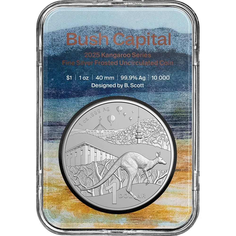 1oz 2025 Bush Capital Frosted Kangaroo Silver Coin - Royal Australian Mint