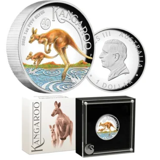 1oz Kangaroo 2026 High Relief Coloured Silver Proof Coin - Perth Mint