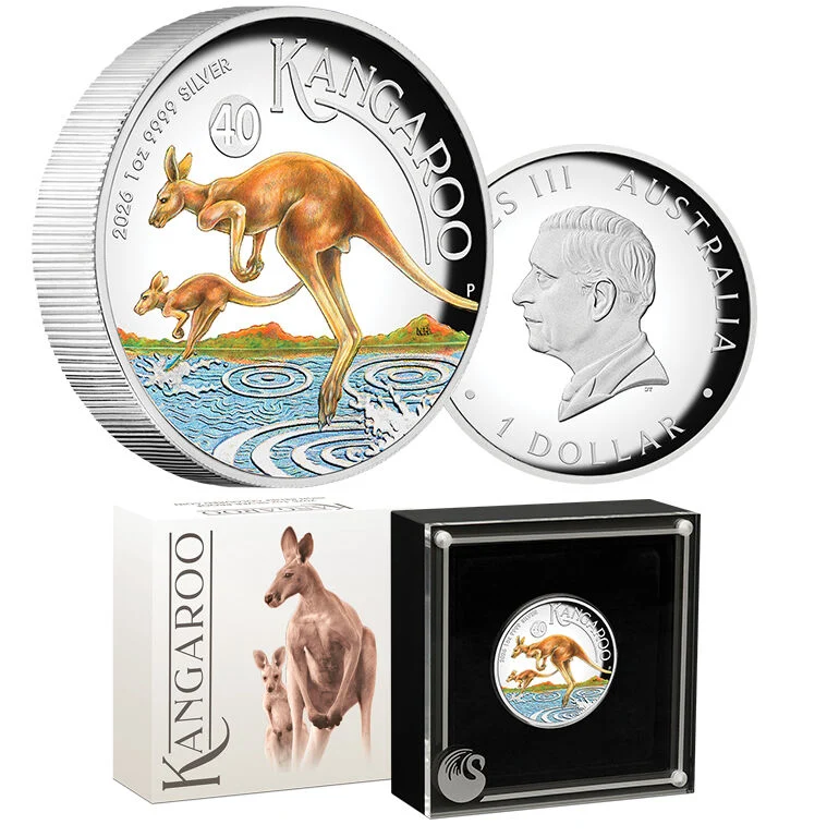 1oz Kangaroo 2026 High Relief Coloured Silver Proof Coin - Perth Mint